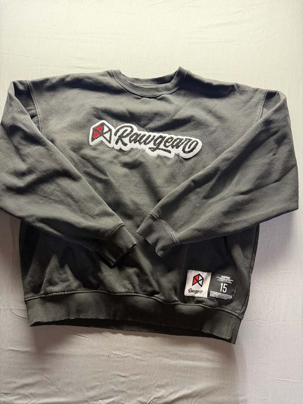 Rawgear Black Embroidered Logo Crewneck Sweatshirt
